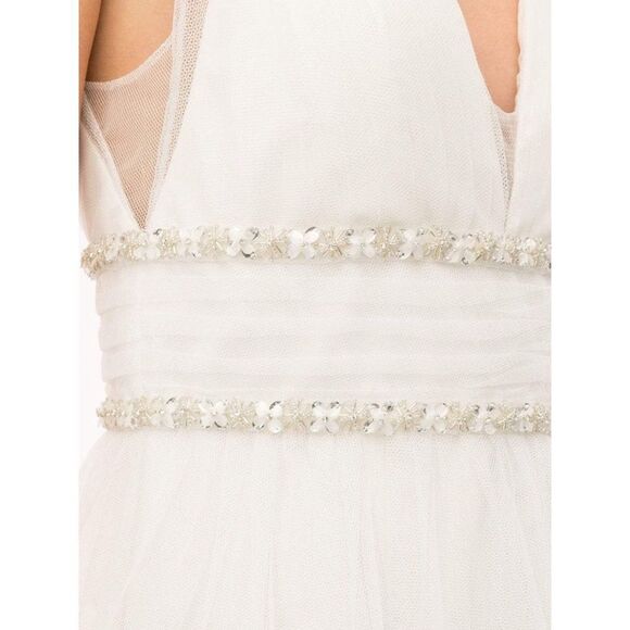 Marchesa Notte Jeweled Waist A Line Dress Ivory Size 6 - Picture 7 of 12
